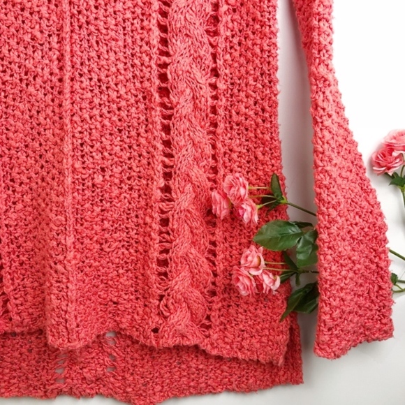 Free People Long Sleeve Open Knit V-Neck Sweater - Picture 7 of 8